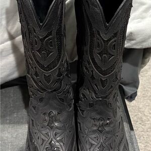 J.B. Dillon Black Embossed Heeled Boots